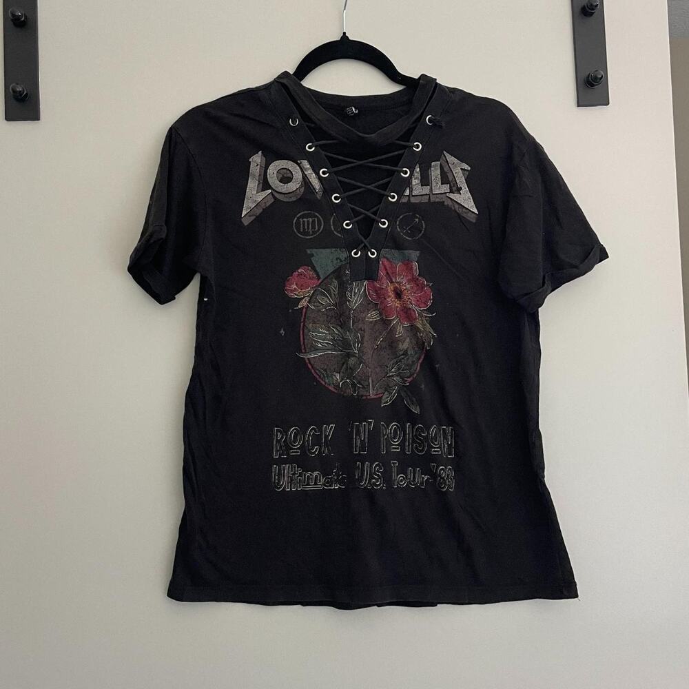 Black T-Shirt with front laces